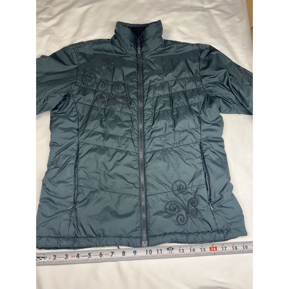 Vintage Columbia Interchange Puffer Jacket Women's M Black Sm Embroidered Swirls - Picture 12 of 16